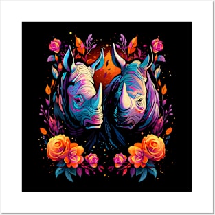 Rhinoceros Couple Valentine Posters and Art